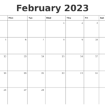 February 2023 Monthly Calendar