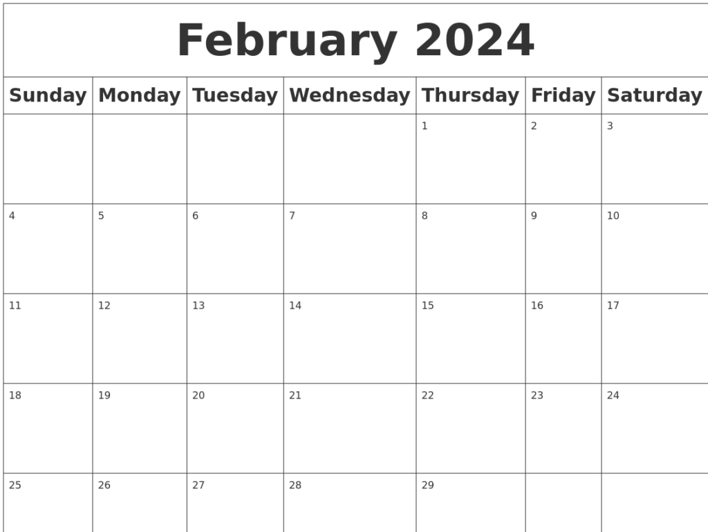 February 2024 Blank Calendar