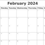 February 2024 Blank Calendar