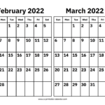 February And March 2022 Calendar