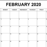 Fillable February Calendar 2020 Printable Template Calendar