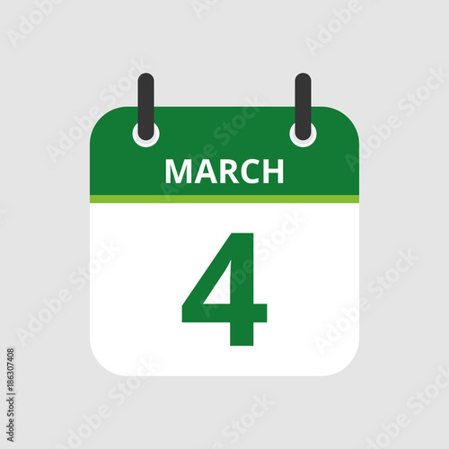  Flat Icon Calendar 4th Of March Isolated On Gray Background Vector 