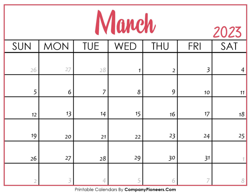 Free Floral March 2023 Calendar Printable CompanyPioneers Com