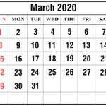 Free March 2020 Printable Calendar Template PDF Excel Word Best