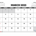 Free March 2023 Calendar Printable With Holidays PDF In Landscape