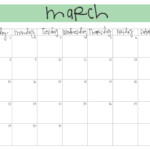 Free March Printable Calendar Calendar Templates