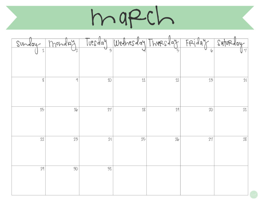 Free March Printable Calendar Calendar Templates