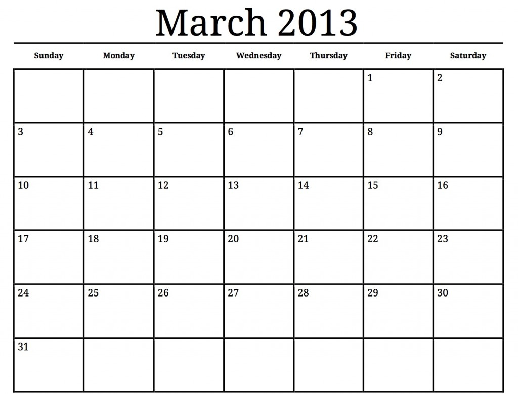 Free March Printable Calendar Calendar Templates