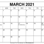 Free Printable March 2021 Calendars