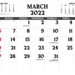 Free Printable March 2022 Calendar PDF And Image