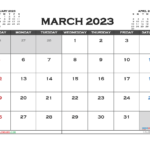 Free Printable March Calendar 2023 PDF And Image