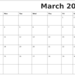 Free Printable March Calendar Calendar Printable Free