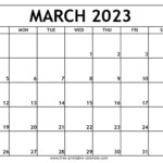 Free Printable Monthly Calendar March 2023 Get Calendar 2023 Update