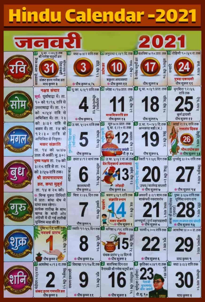 Hindu Calendar 2022 January 2022 