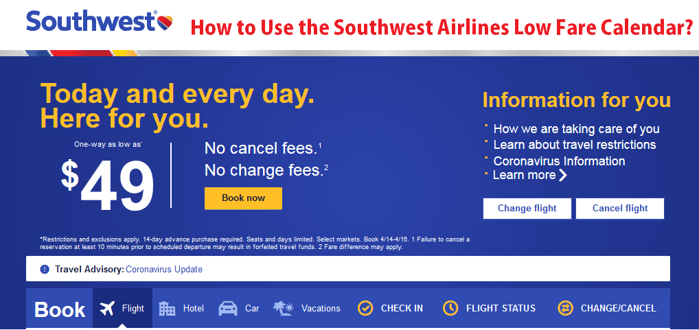 How To Book Southwest Airlines Low Fare Calendar Flights