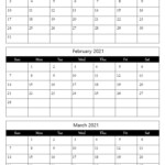 Jan Feb March 2021 Calendar Free Letter Templates