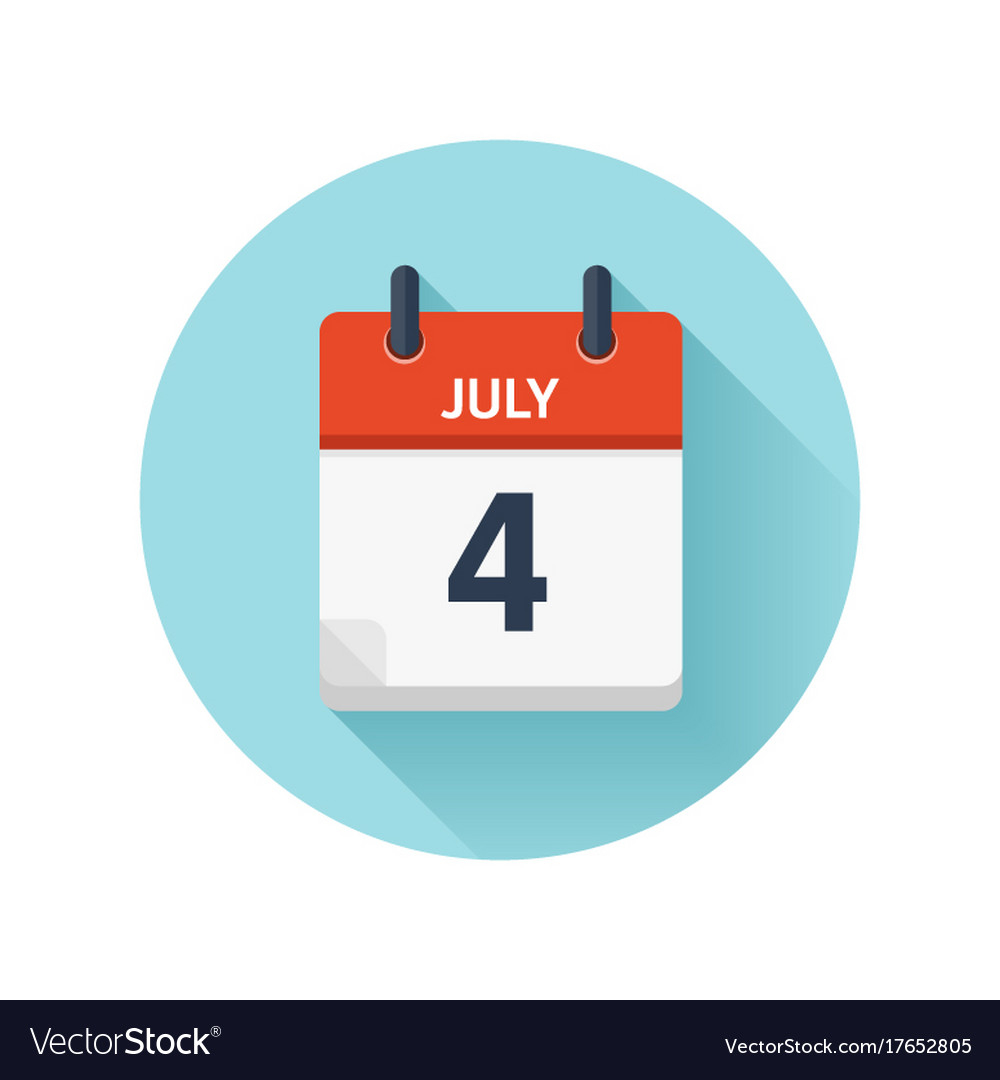 July 4 Flat Daily Calendar Icon Date Royalty Free Vector