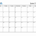 June 2107 Calendar PDF Word Excel