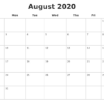 June August 2020 Blank Clanedars Calendar Template Printable