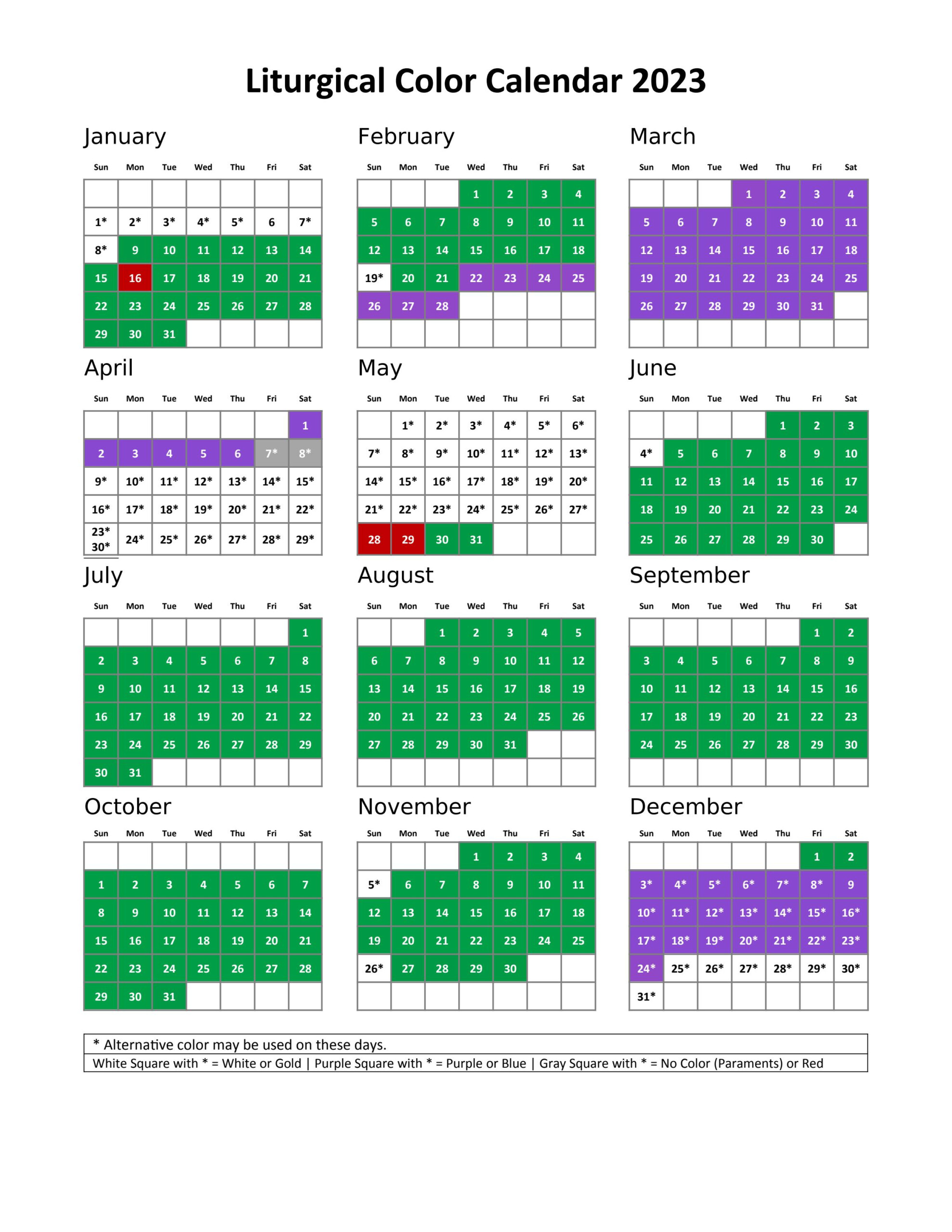 Liturgical Color Calendar 2023 By United Methodist Publishing House