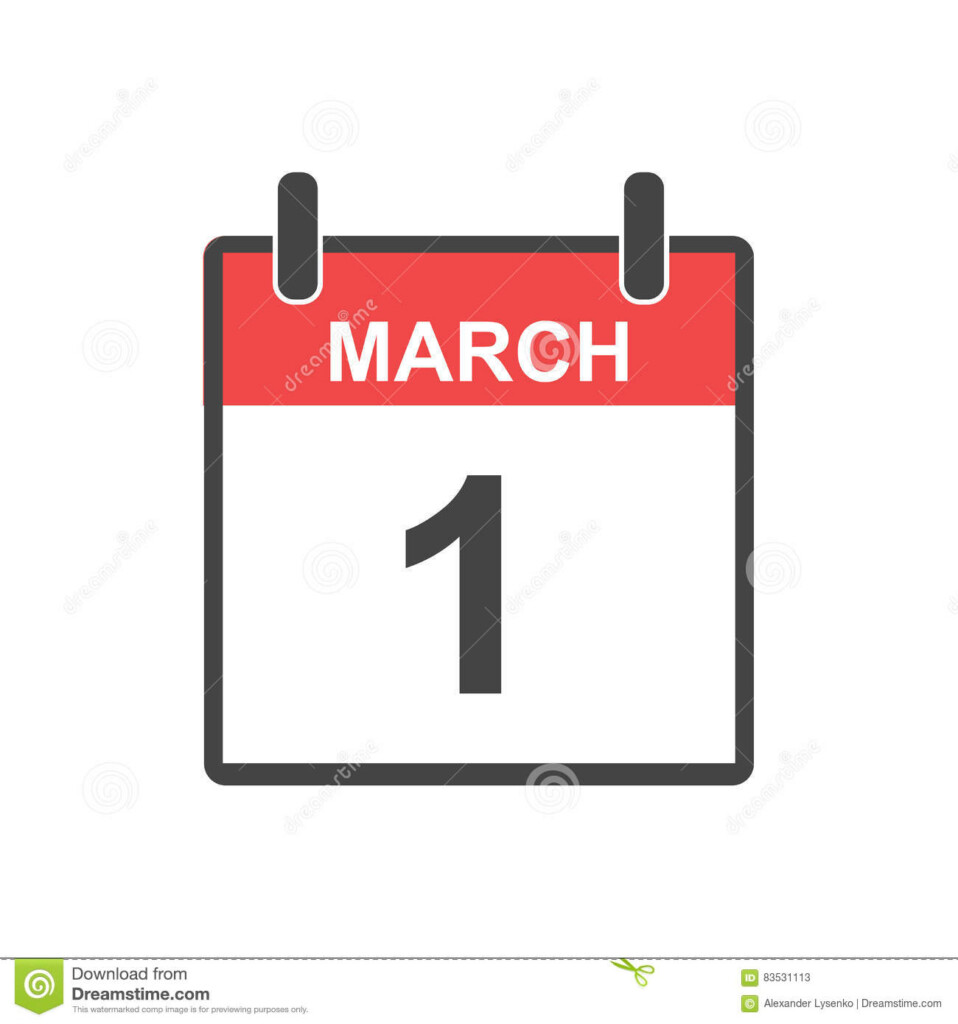 March 1 Calendar Icon Stock Vector Illustration Of Design 83531113