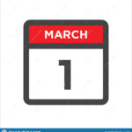 March 1 Calendar Icon With Day Of Month Stock Vector Illustration Of