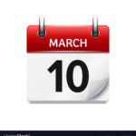 March 10 Flat Daily Calendar Icon Date Royalty Free Vector