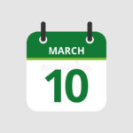 March 10th Day 10 Of Month Simple Calendar Icon On White Background