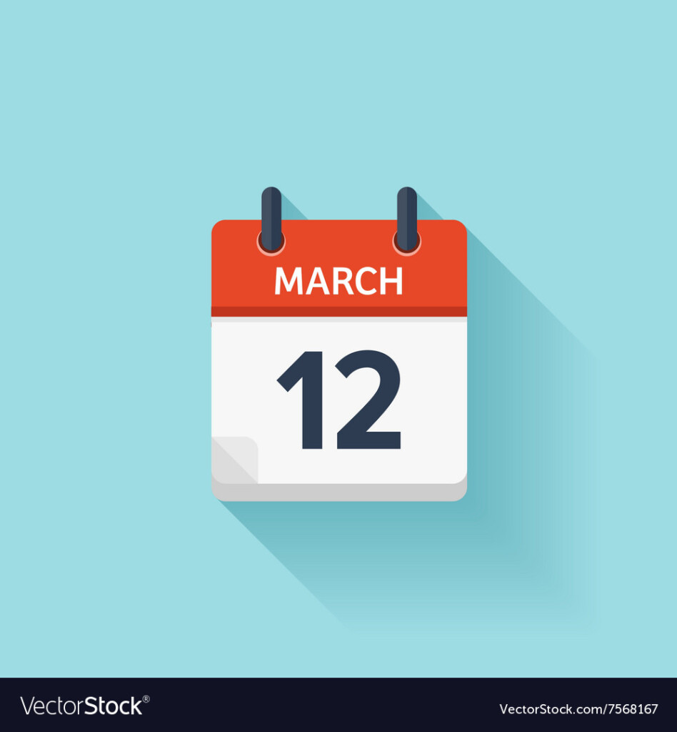 March 12 Flat Daily Calendar Icon Date Royalty Free Vector