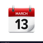 March 13 Flat Daily Calendar Icon Date Royalty Free Vector