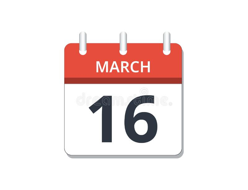 March 16th Calendar Icon Vector Concept Of Schedule Business And 