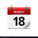 March 18 Flat Daily Calendar Icon Date Royalty Free Vector