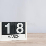 March 18th Day 18 Of Month Wooden Calendar On Light Background