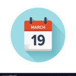 March 19 Flat Daily Calendar Icon Date Royalty Free Vector