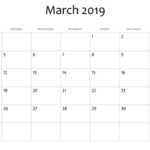 March 2019 Calendar Excel