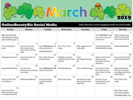 March 2019 Social Media Calendar