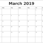 March 2019 Weekly Calendars