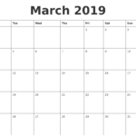 March 2019 Word Calendar