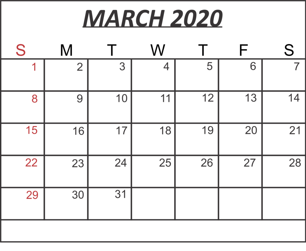 March 2020 Calendar Excel Sheet Free Printable Calendar Template 