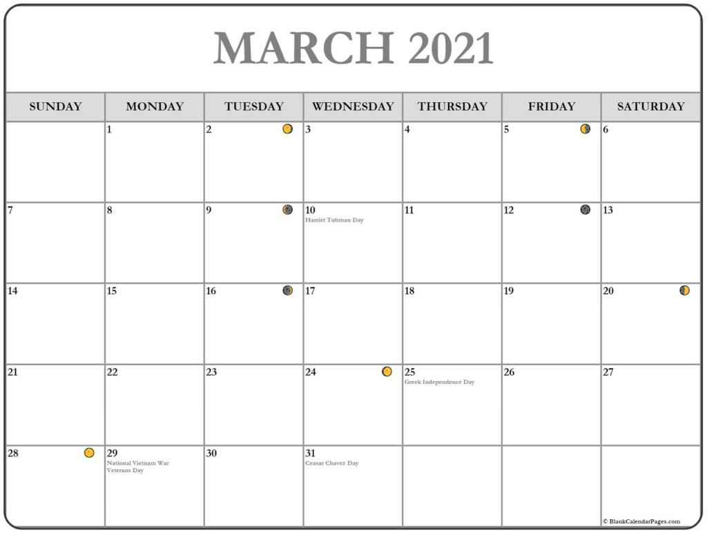 March 2020 Moon Phases Calendar March New Moon And Full Moon Template