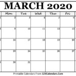 March 2020 Printable Calendar 123Calendars