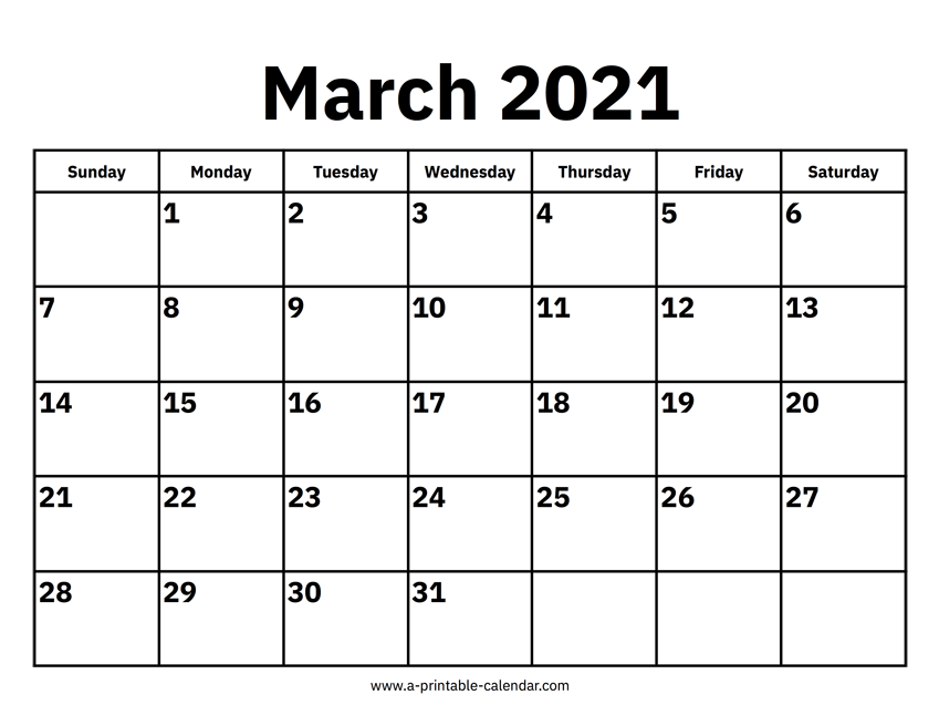 March 2021 Calendar