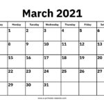 March 2021 Calendar