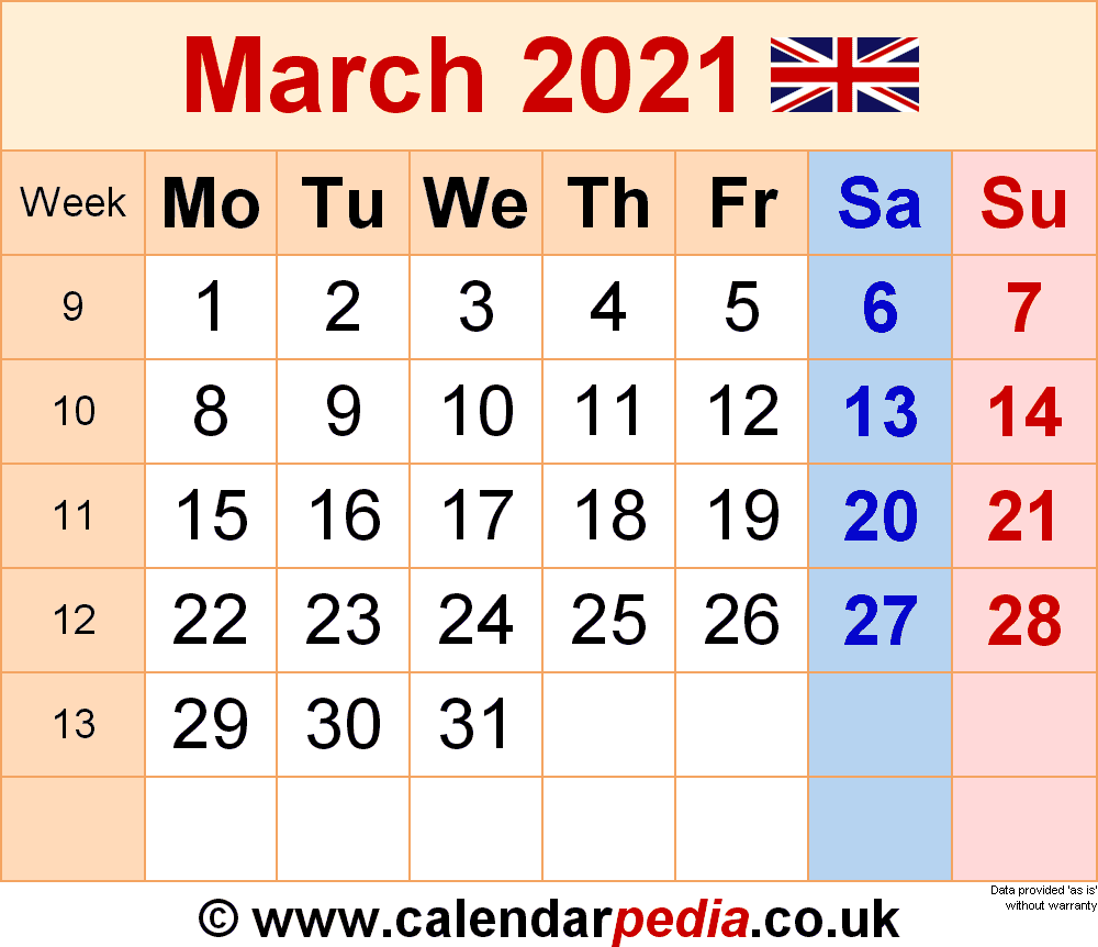 March 2021 Printable Calendar Vertical March 2021 Blank Calendar