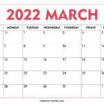 March 2022 Calendar Printable Desk Wall DigitallyCredible