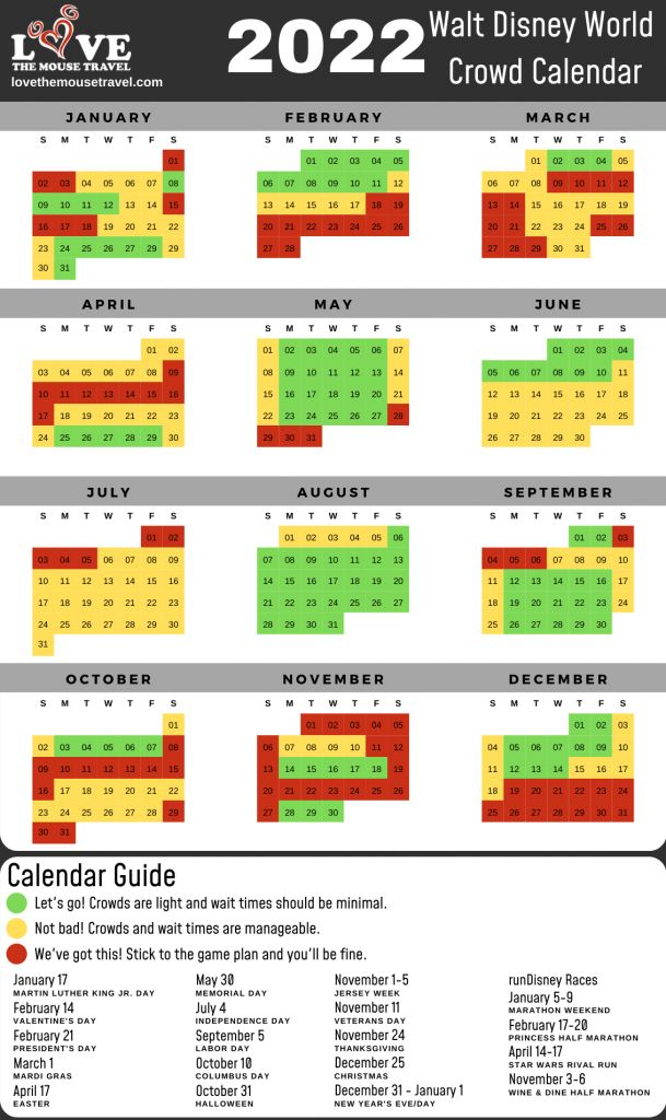 March 2022 Disneyland Crowd Calendar Blank Calendar