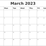 March 2023 Blank Calendar