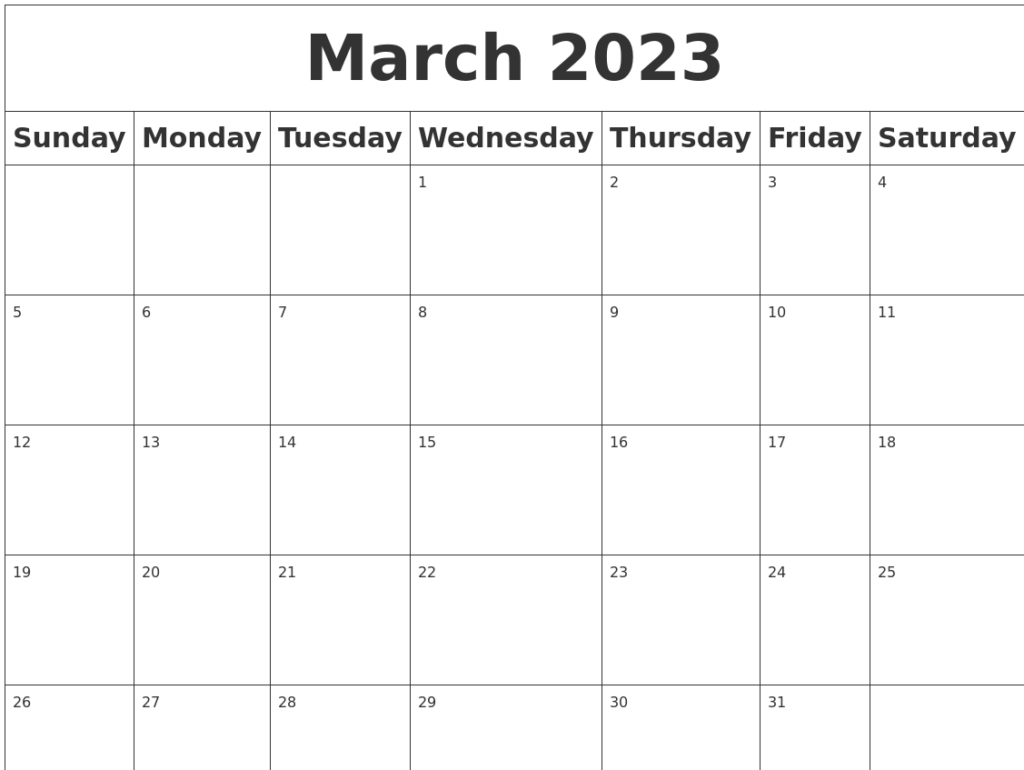 March 2023 Blank Calendar