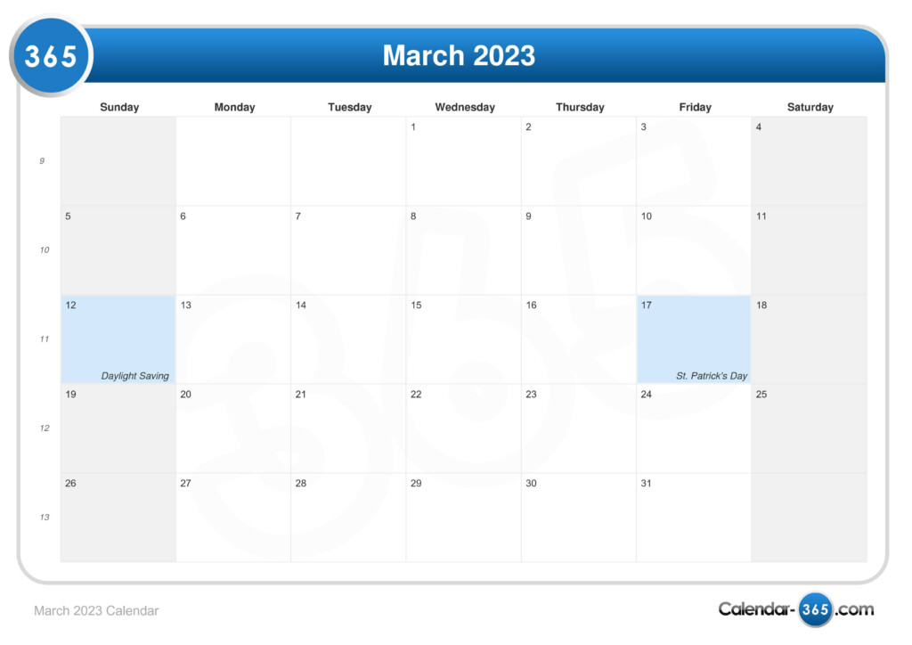 March 2023 Calendar