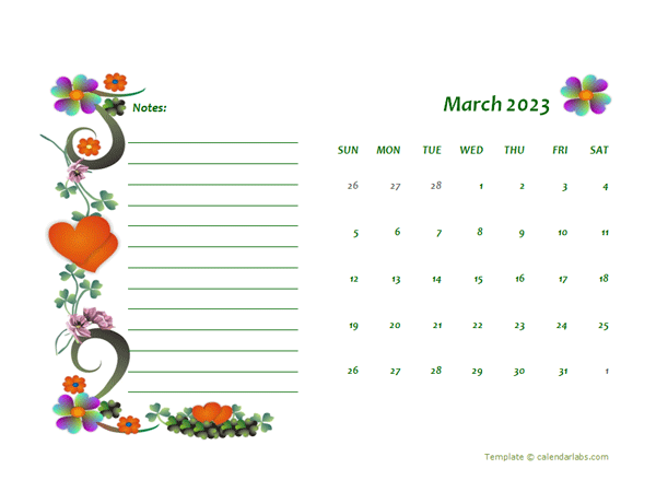 March 2023 Calendar Dates Free Printable Templates